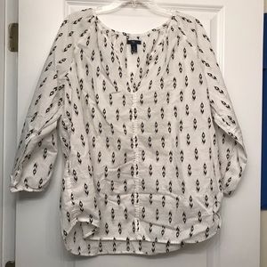 GAP 3/4 Sleeve White and Black Blouse